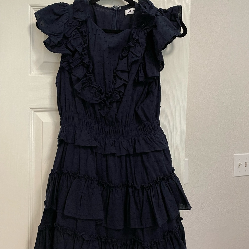 DO + BE dress with ruffles and Swiss dots